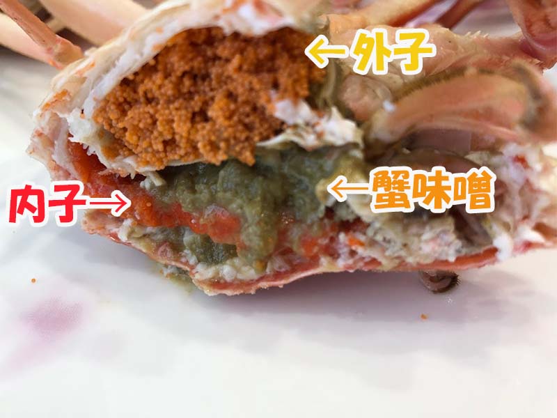 セコガニの最も美味しい部分は内子と外子と蟹味噌